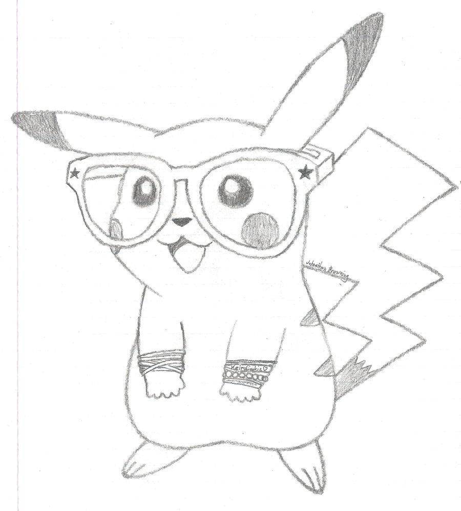 Coloring Pikachu with glasses. Category coloring. Tags:  pokémon, ash, Pikachu.