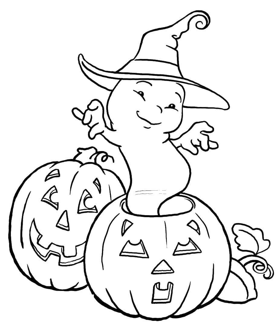 Coloring Bring in a pumpkin on Halloween. Category Bringing Casper. Tags:  Ghost , Halloween.