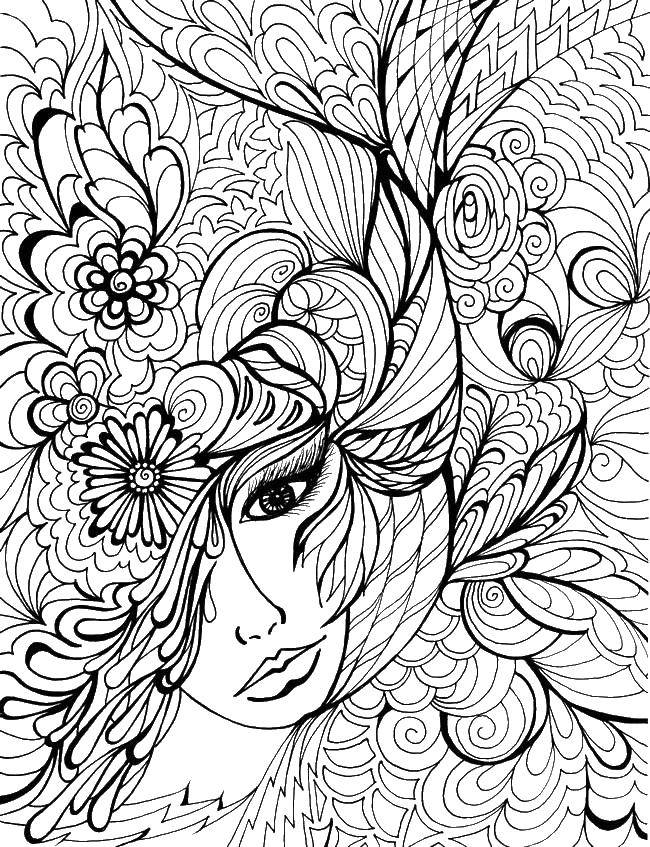 Coloring Coloring antistress. Category coloring antistress. Tags:  patterns, shapes, antistress, girl.