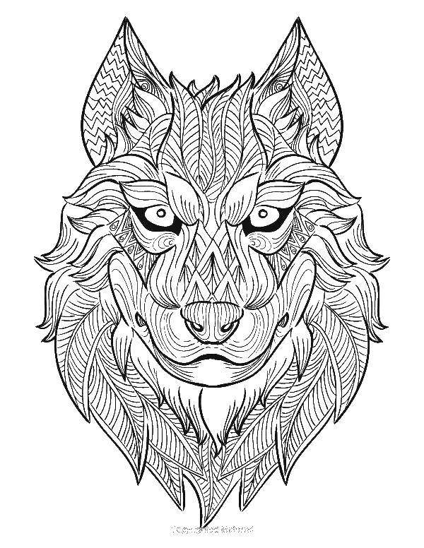 Coloring Coloring antistress. Category coloring antistress. Tags:  patterns, shapes, antistress, wolf.