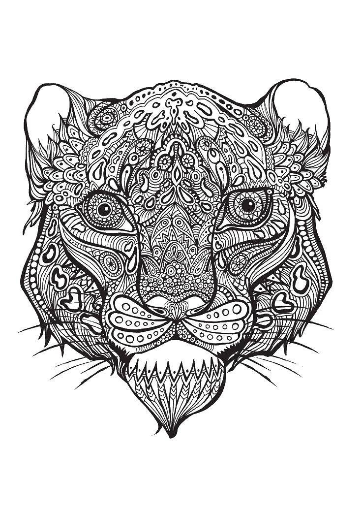 Coloring Coloring antistress. Category coloring antistress. Tags:  patterns, shapes, stress relief, tiger.