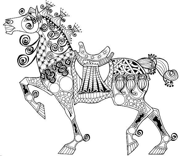 Coloring Coloring antistress. Category coloring antistress. Tags:  patterns, shapes, stress relief, horse.