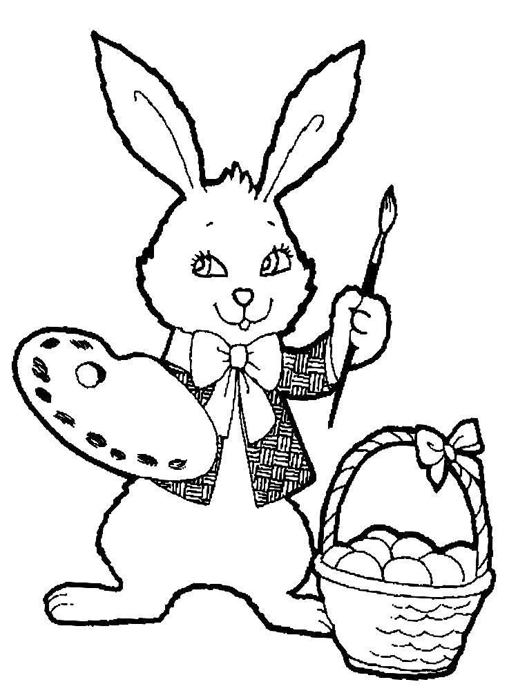 Coloring Drawing the Easter Bunny. Category Pets allowed. Tags:  hare, rabbit.