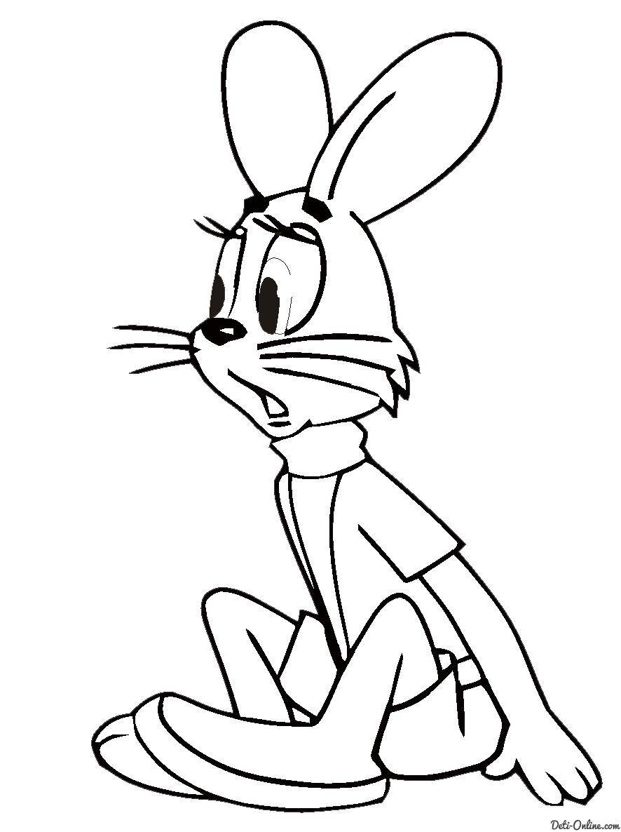 Название: Раскраска Рисунок зайца с мультфильма ну погоди. Категория: домашние животные. Теги: заяц, кролик.