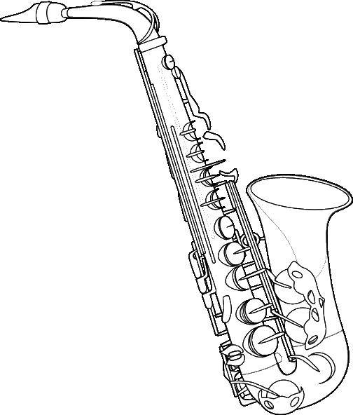 Название: Раскраска Саксофон. Категория: Музыкальный инструмент. Теги: Музыка, инструмент, музыкант, саксофон.