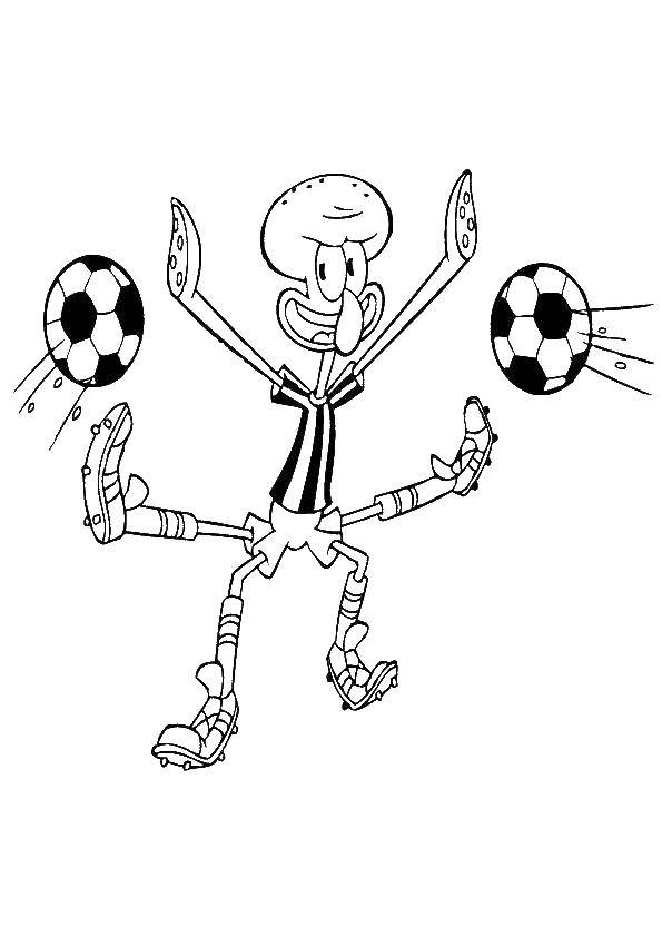 Coloring Squidward player. Category Spongebob. Tags:  squidward, football.