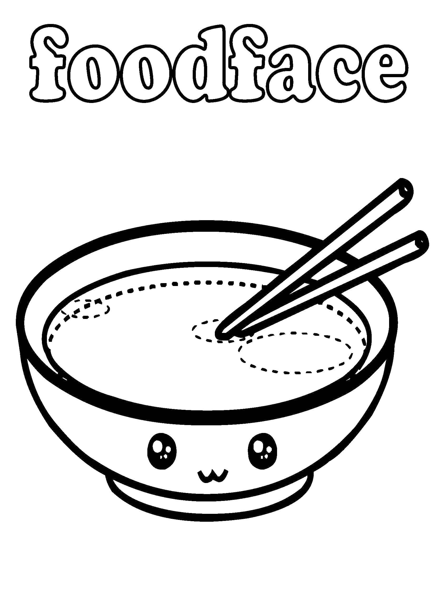 Розмальовки  Миска з супом. Завантажити розмальовку їжа, суп.  Роздрукувати ,Їжа,