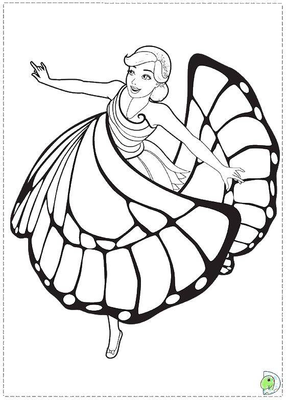 Название: Раскраска Барби с крыльями бабочки. Категория: Барби. Теги: барби, бабочка, фея.