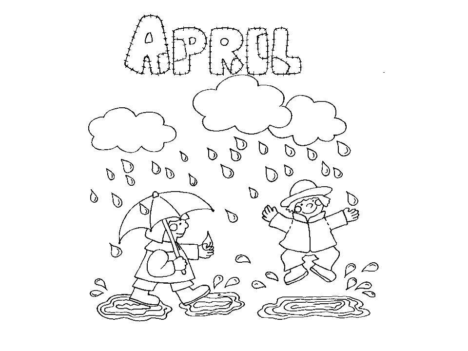Coloring Rainy April. Category Calendar. Tags:  April, Calendar.