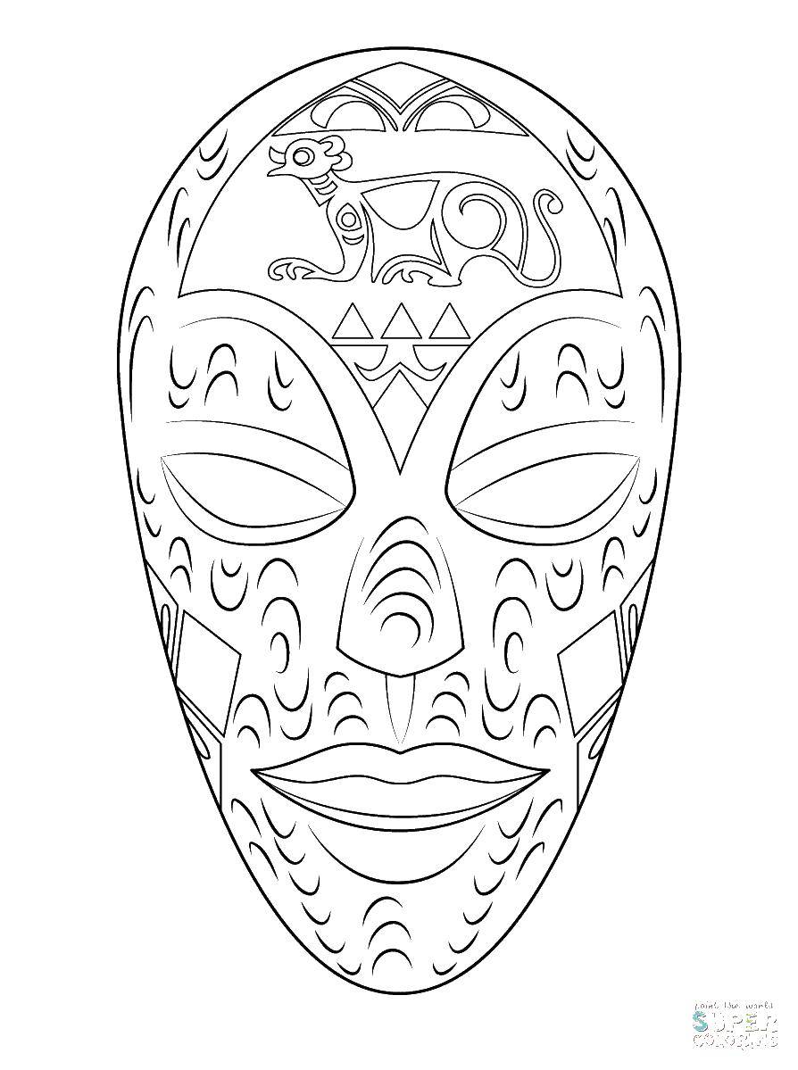 Coloring Ancient mask. Category Masks . Tags:  masks , people.