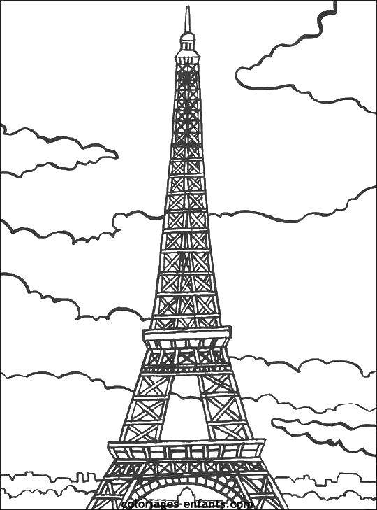 Coloring Eiffel tower.. Category coloring. Tags:  Eiffel tower, Paris, France.