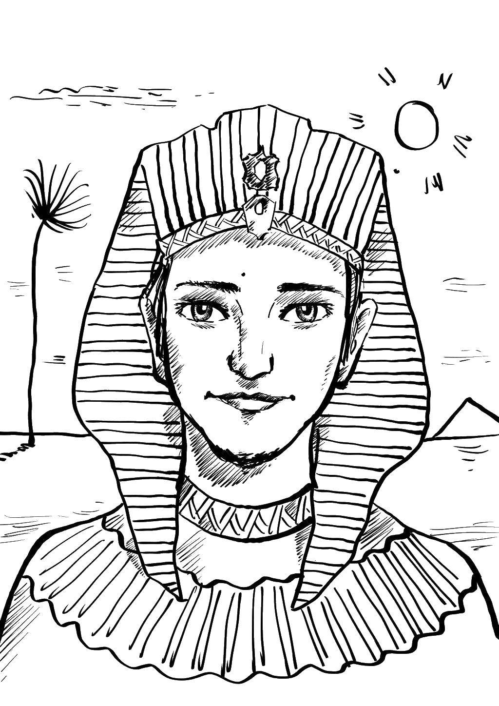 Название: Раскраска Фараон в египте. Категория: Египет. Теги: Египет.