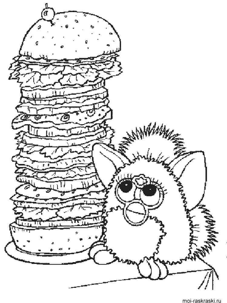 Coloring Furby and a huge Burger. Category Monsters. Tags:  monsters, monsters, Furby.