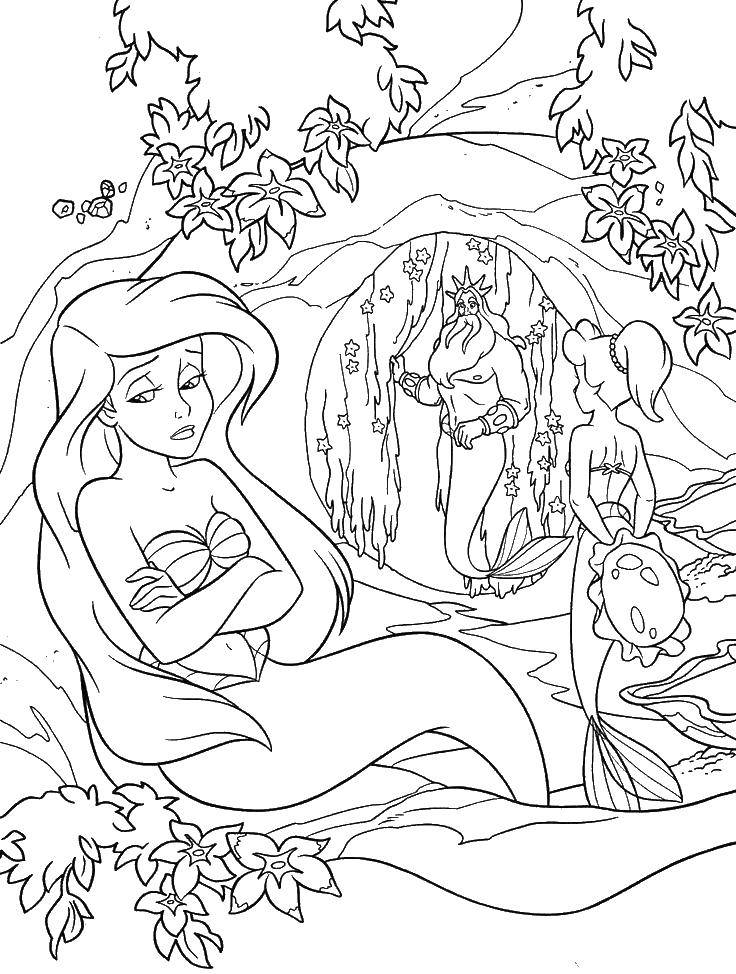 Coloring Sad Ariel. Category The little mermaid. Tags:  cartoons, Ariel, the little mermaid.