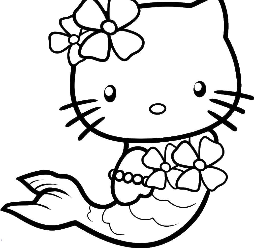 Coloring Hello kitty mermaid. Category Hello Kitty. Tags:  the little mermaid, Hello kitty, flowers.