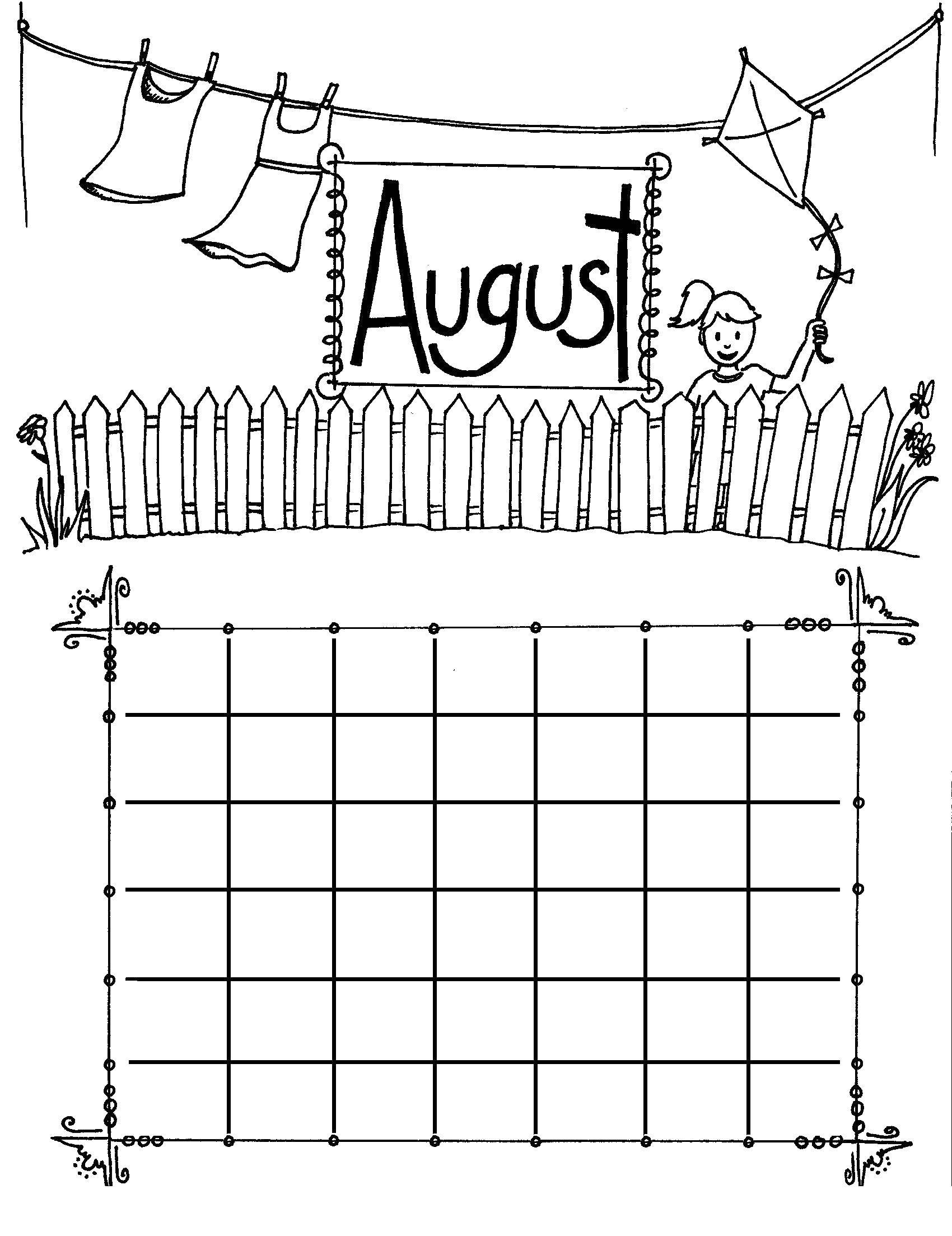 Название: Раскраска Календарь август. Категория: Календарь. Теги: Календарь.