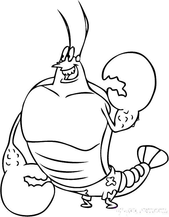 Coloring Lobster Larry. Category coloring. Tags:  the lobster, Larry, spongebob, cartoons.