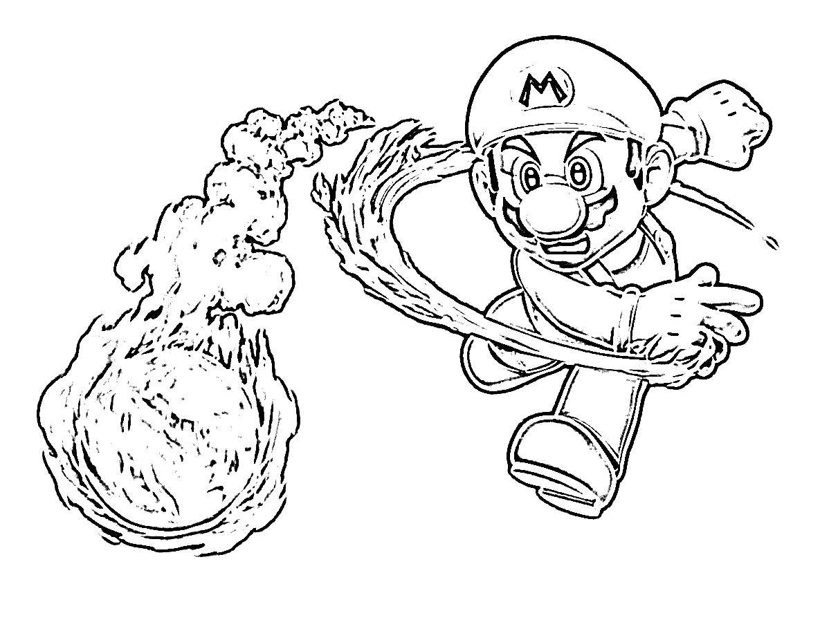 Coloring Mario attacks. Category The character from the game. Tags:  games, Mario, super Mario.