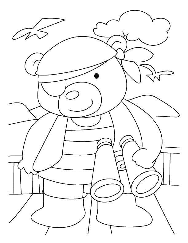 Название: Раскраска Мишка пират. Категория: медведь. Теги: медведь, пират.