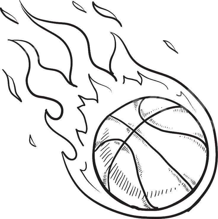 Название: Раскраска Огненный баскетбольный мяч. Категория: баскетбол. Теги: баскетбол, мяч.