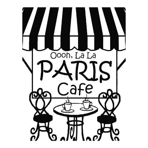 Название: Раскраска Парижское кафе. Категория: раскраски. Теги: франция, париж, кафе.
