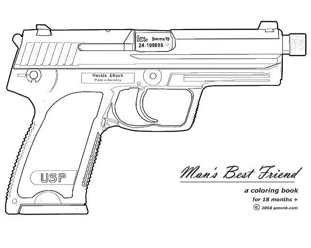 Coloring Gun. Category coloring. Tags:  gun, weapon, bullet.