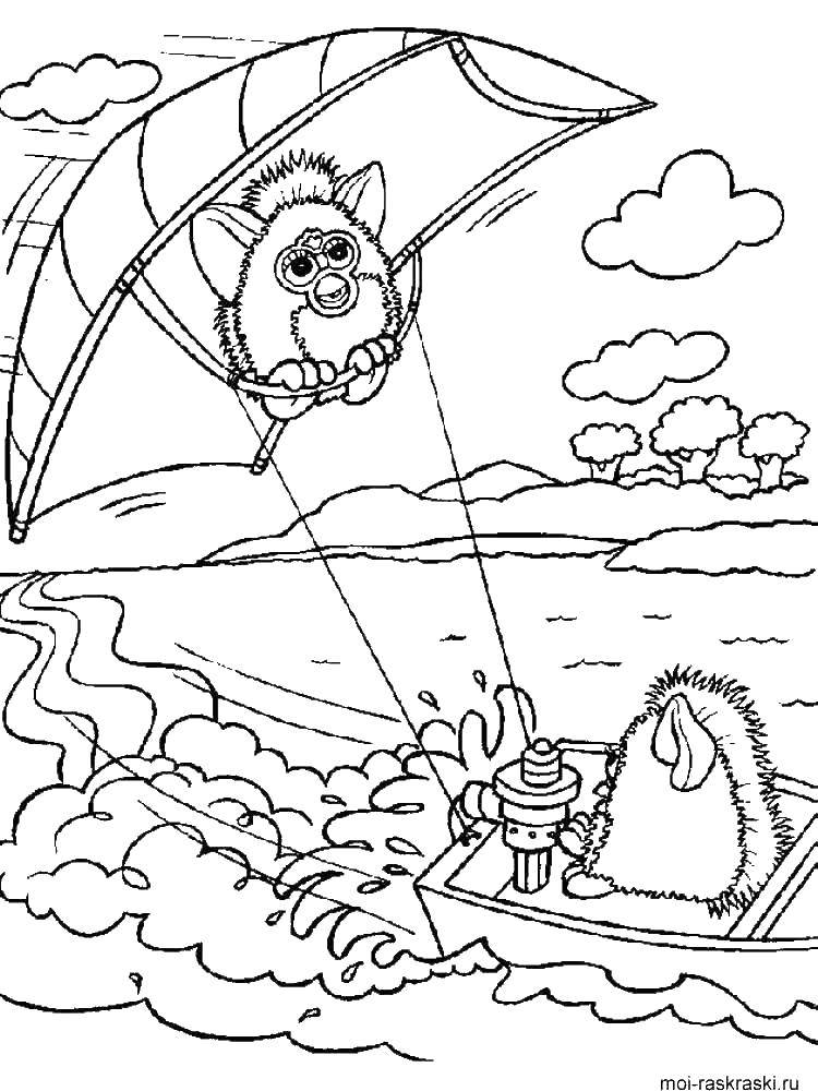 Coloring Beach activities Furby. Category Monsters. Tags:  monsters, Furby, beach, sea.