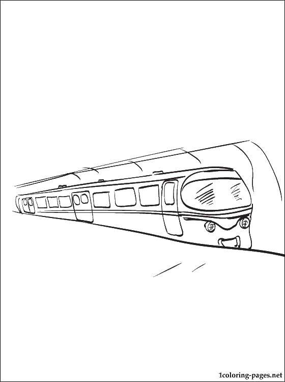 Название: Раскраска Поезд с рожицей. Категория: поезд. Теги: поезда, рельсы, метро.