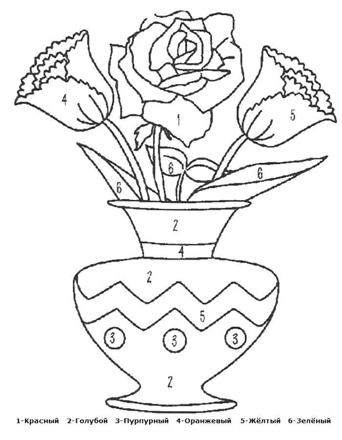 Coloring Paint colors for rooms. Category that number. Tags:  room, vase, roses.