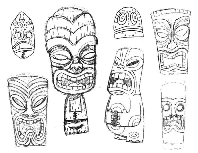 Coloring Different totem masks. Category Masks . Tags:  masks , totems.