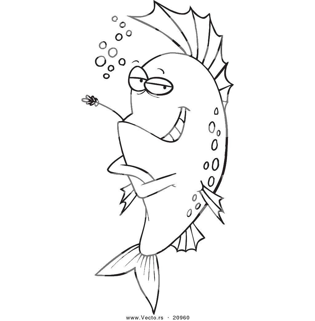 Название: Раскраска Рыбка с колоском. Категория: рыбы. Теги: рыбы, рыбка.