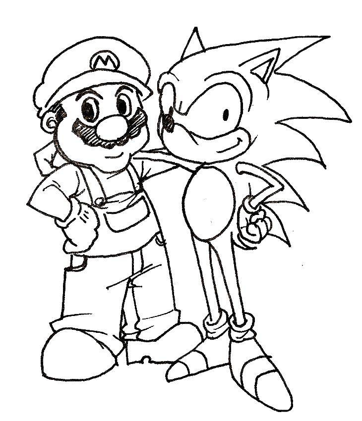 Coloring Sonic and Mario. Category Mario. Tags:  Mario, sonic, x.