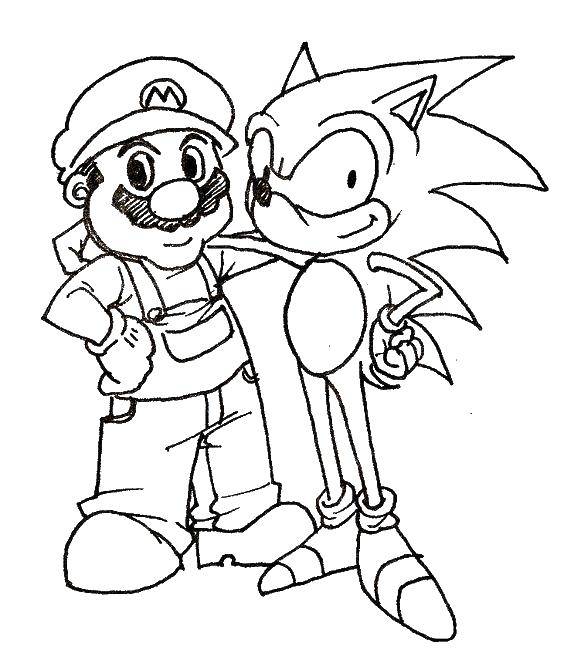Coloring Sonic and Mario. Category The character from the game. Tags:  Games, Mario.
