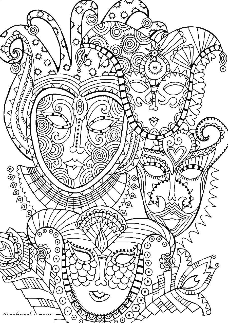 Coloring Venetian mask. Category Masks . Tags:  Venetian mask.