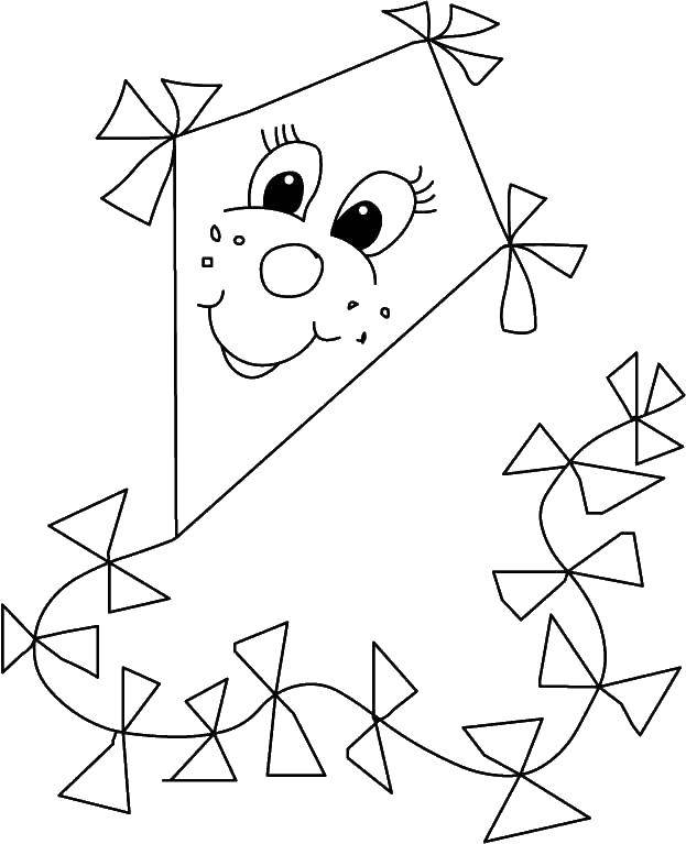 Coloring Kite with face. Category a kite. Tags:  a kite.