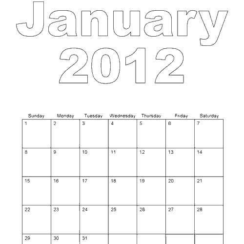 Название: Раскраска Январь 2012. Категория: Календарь. Теги: Календарь.