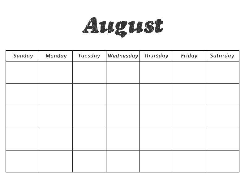 Название: Раскраска календарь август. Категория: Календарь. Теги: Календарь, август.