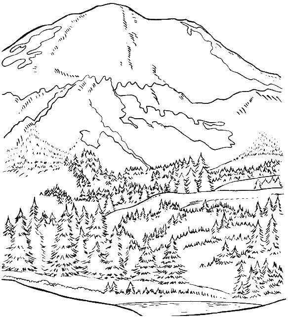 Coloring a stratovolcano in Washington state. Category Volcano. Tags:  volcano, crater.