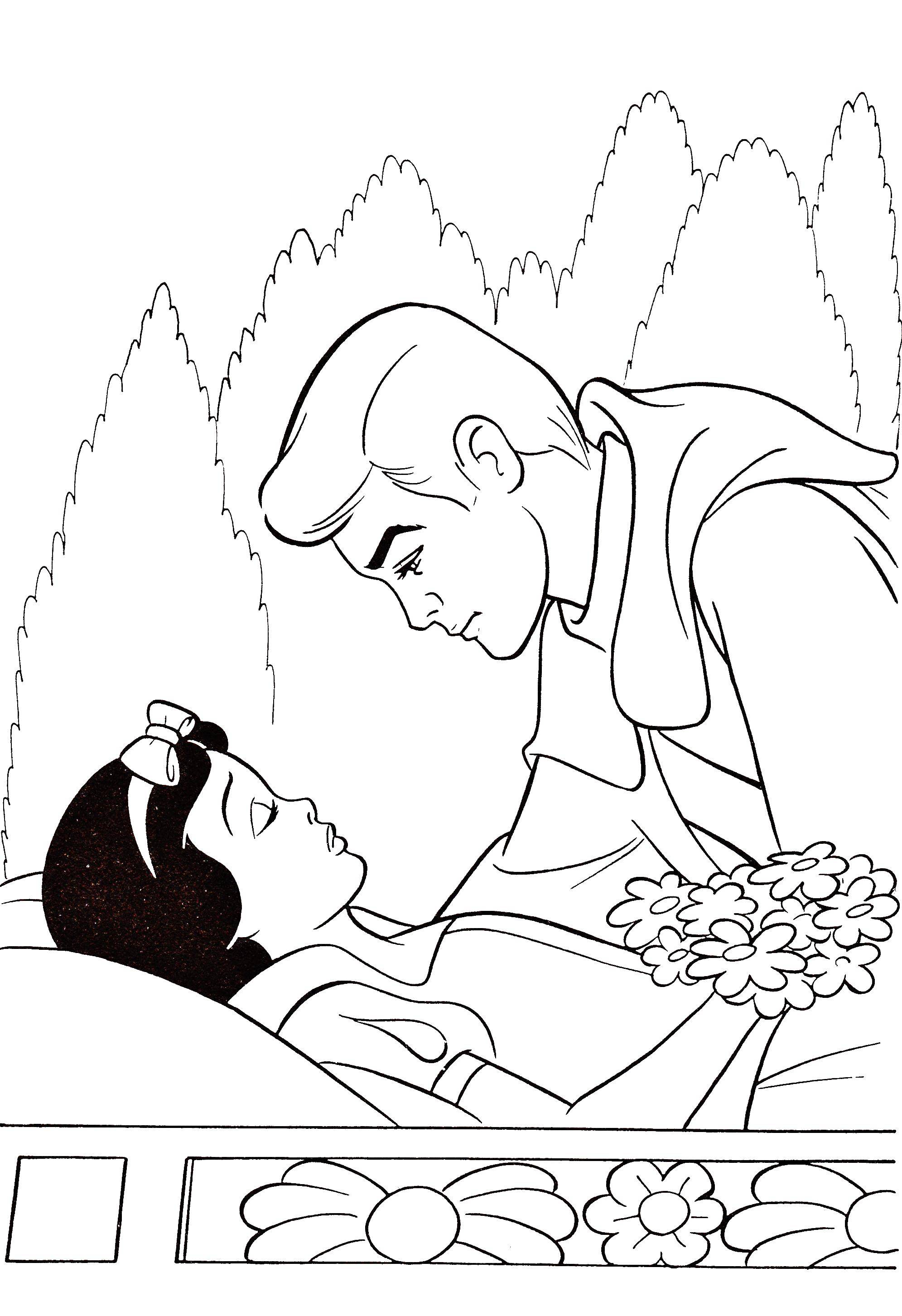 Coloring Snow white and the Prince. Category Princess. Tags:  princesses, cartoons, fairy tales, Snow white, the Prince.