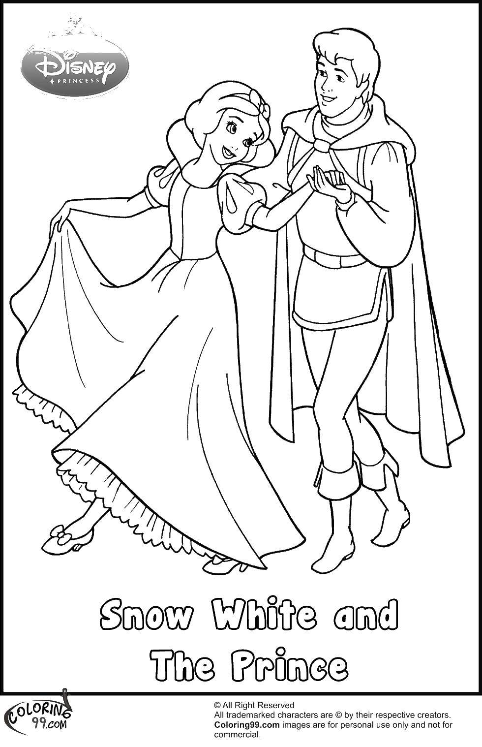 Coloring Snow white and the Prince. Category snow white. Tags:  Snow white, the Prince, fairy tales, cartoons.