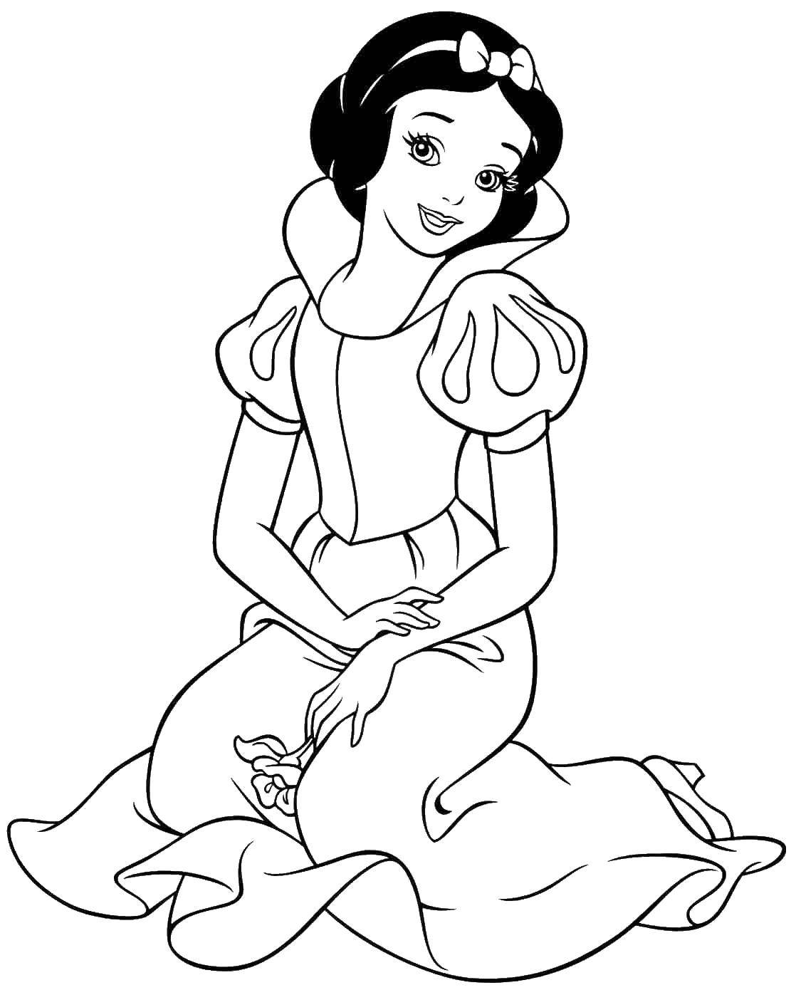 Coloring Snow white with flower. Category Princess. Tags:  Princess , Snow white.