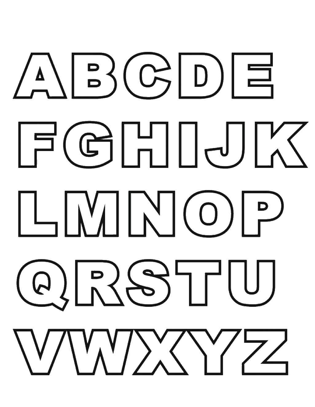 Буквы английского алфавита (раскраска для детей)