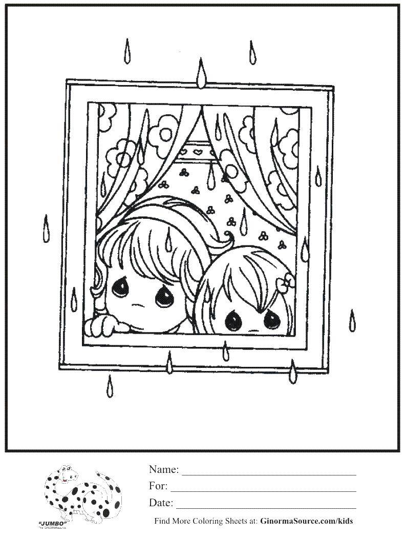 Название: Раскраска Дети и дождь за окном. Категория: Дождь. Теги: дождь, дети, окно.