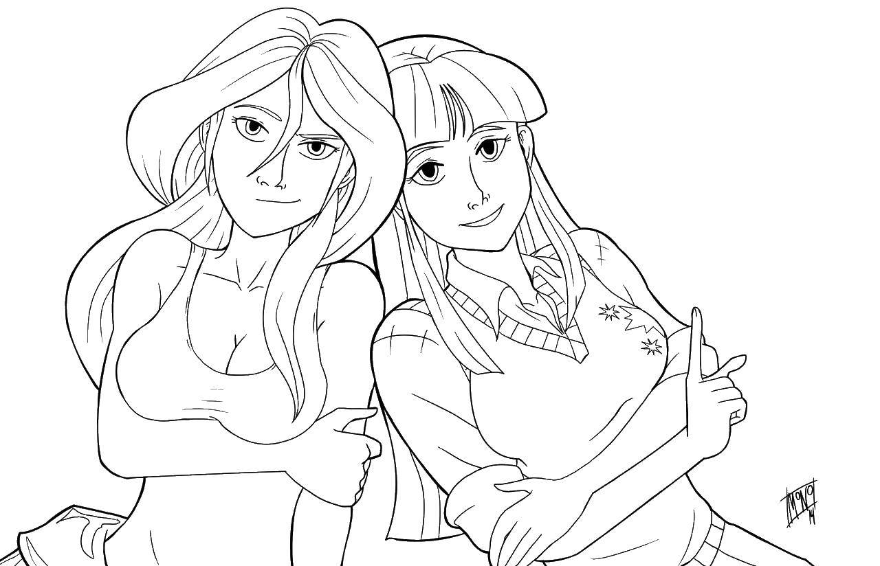 Coloring Two girls. Category girl. Tags:  girls, girlfriends.