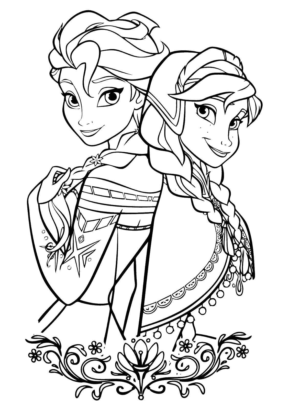 Coloring Elsa and Anna. Category cartoons. Tags:  Elsa, cartoon.
