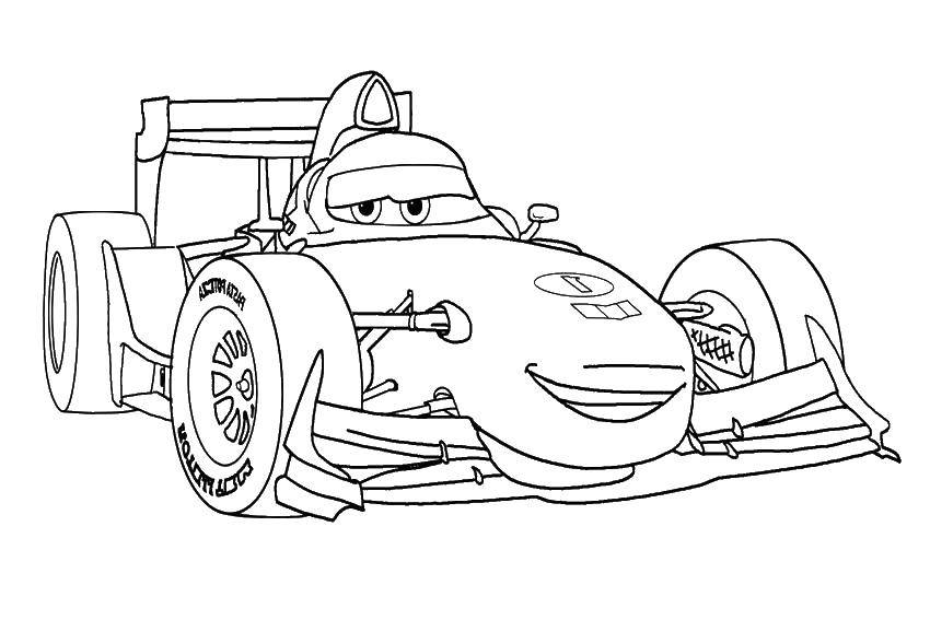 Coloring Race car. Category Wheelbarrows. Tags:  Cars, cartoons, cars, racing.