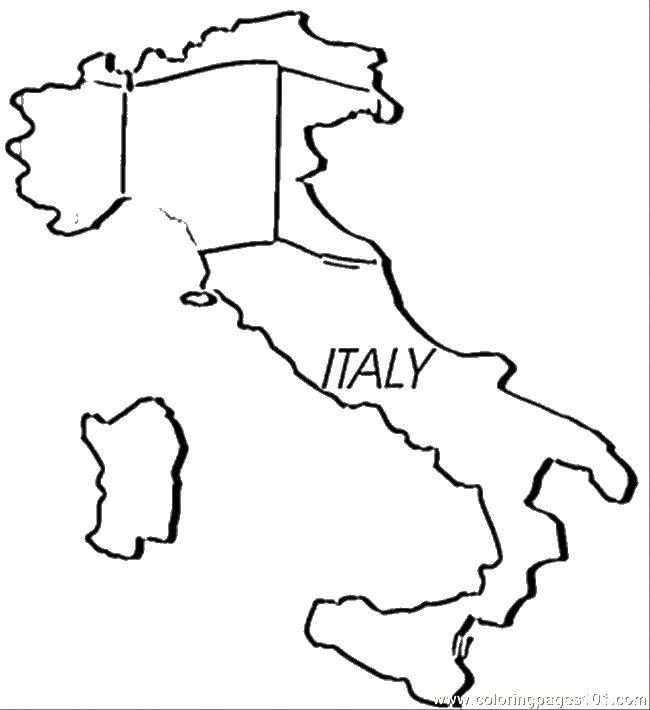 Название: Раскраска Италия. Категория: Карты. Теги: карты, Италия.