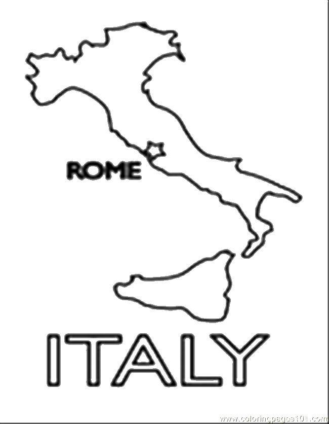 Название: Раскраска Карта италии. Категория: Карты. Теги: карты, Италия.