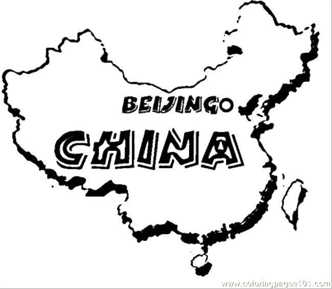 Название: Раскраска Карта китая. Категория: Китай. Теги: китай, карты.