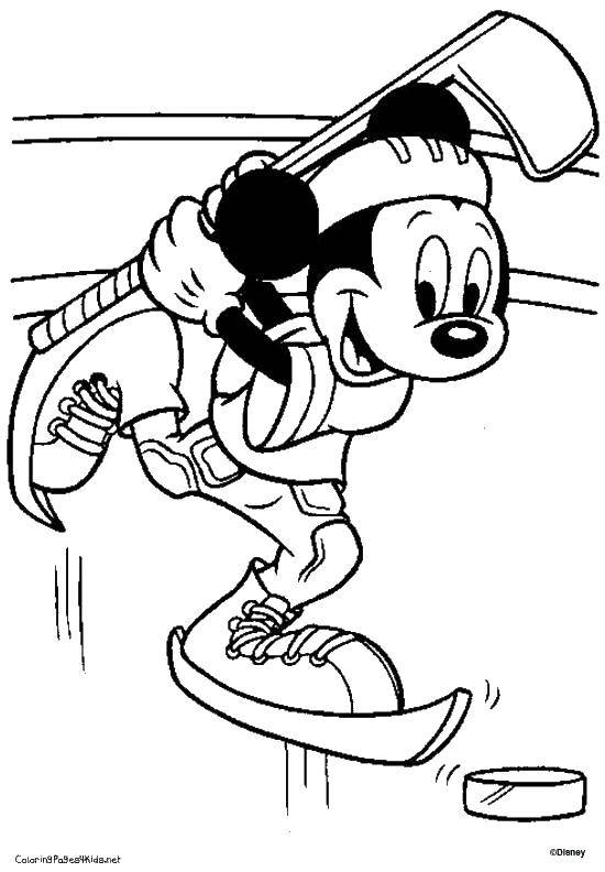Coloring Mickey mouse playing hockey. Category Mickey mouse. Tags:  Mickey mouse, sports, hockey.